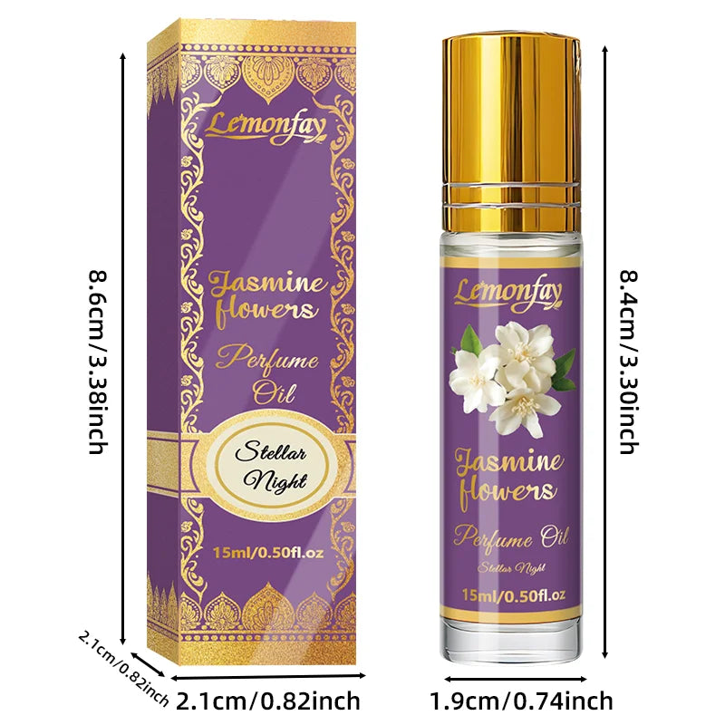 Lemonfay Jasmine Flowers Perfume Oil, Stellar Night Fragrance Oil, Long-Lasting Roll-On Perfume for Women, 15ml
