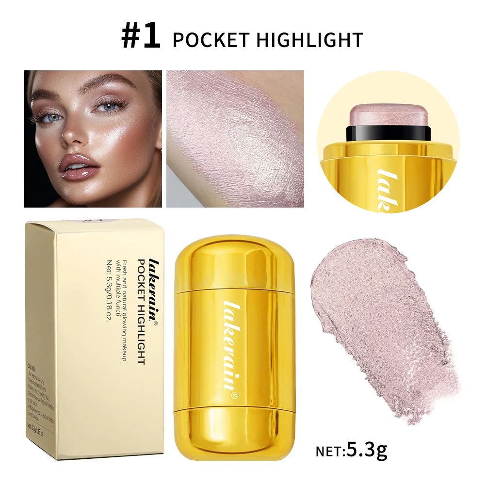 3-in-1Blush Stick Lasting Brightens Facial Cheek Stick Moisturizing Flash Lip Gloss Makeup Lip Gloss Face Rouge