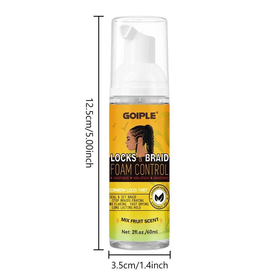 GOIPLE 60ml Braid Mousse for African Women Extra Hold Control Gel for Braiding Twist Locs High Shiny Moisturize Styling Products