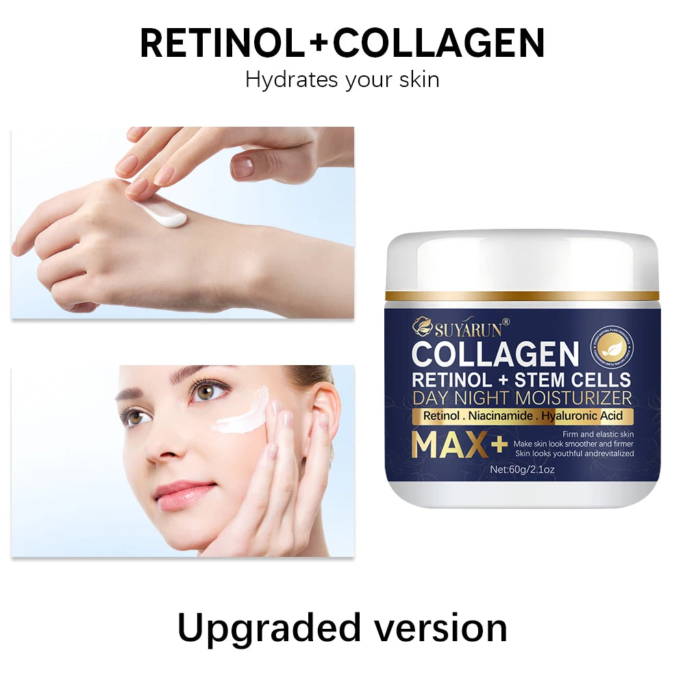SUYARUN Anti-Aging Retinol Collagen Stem Cell Face Cream - Firming Hydrating Moisturizer Reduces Wrinkles & Fine Lines, All Skin
