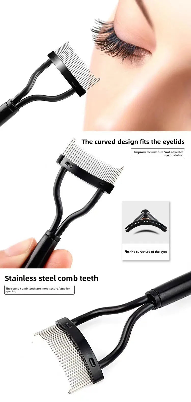 1Pc Metal Eyelash Curler Lash Separator Eyelash Brush Comb Mascara Curl Beauty Makeup Lash Separator Cosmetic Tool New Wholesale