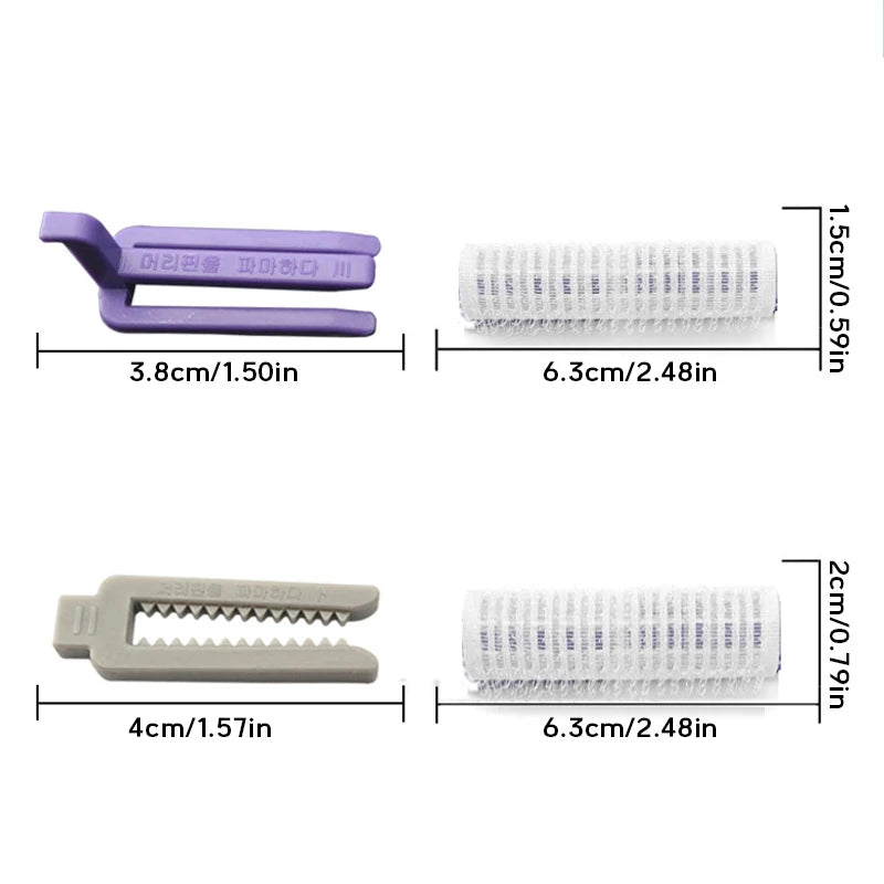 24Pcs Hair Root Perm Rods Bars Curlers With Clips & Rubber Bands Salon Nylon Hook & Loop Hair Rollers Set Hair Styling Tools