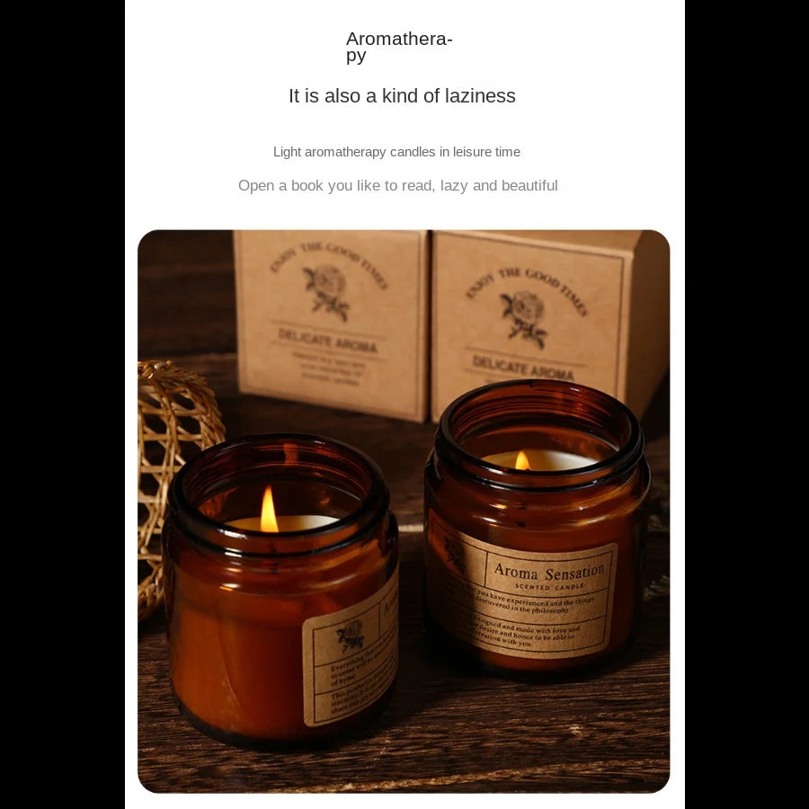 1pc Brown Glass Cup Aromatherapy Candle Smokeless Scented Candle Suitable for Home Decoration Birthday Valentine's Day Gift