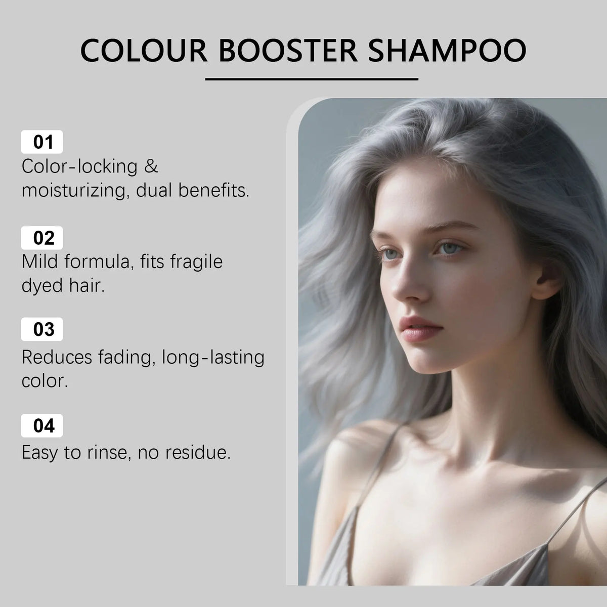 Gray Hair Shampoo 4colors- Color Locking, Moisturizing, Smooth Hair, Lightweight, Even Coloring, Trendy and Fashionable