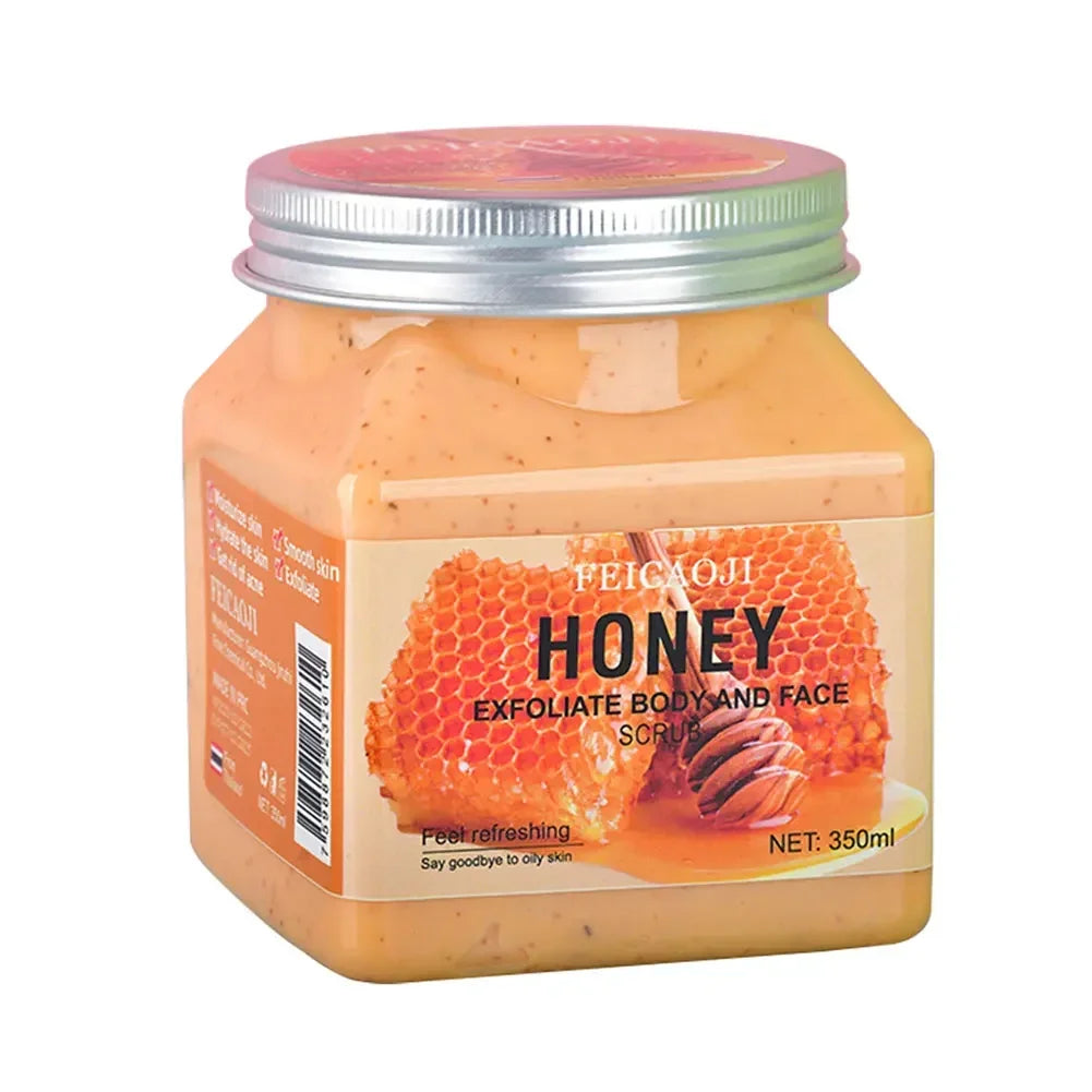 350ml Big Bottle Body Skin Scrub Deep Cleansing Face Exfoliating Hydrating Scrub Fruit Scented Mud Exfoliating Gel Body Lotion