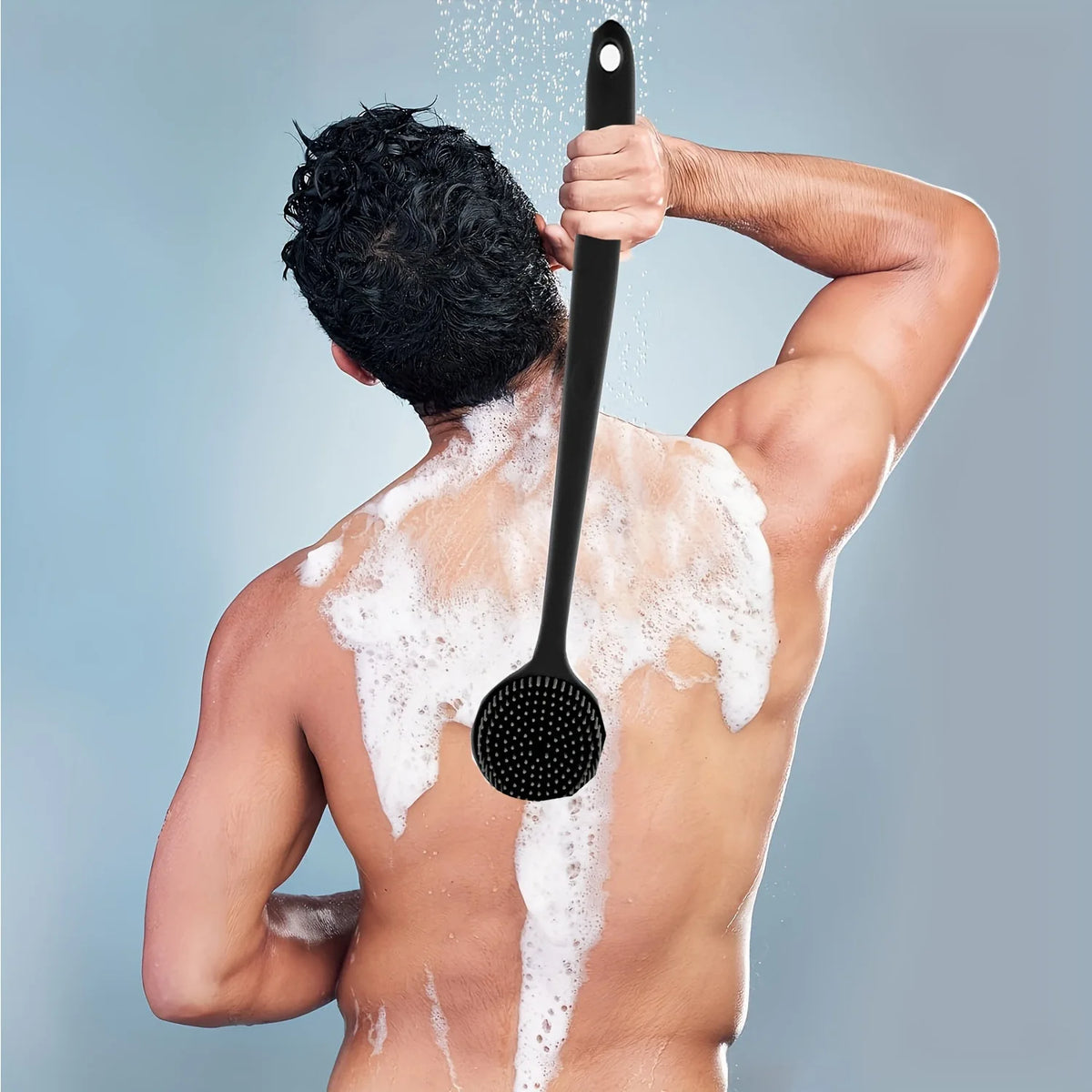 Silicone Long-Handled Bath Brush Massage Back Scrubber Gadget for Bathing - Easy to Hold And Comfortable to Use