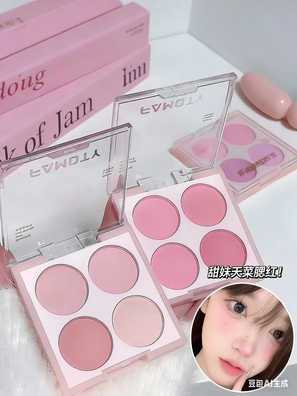 4 Colors Matte Blush Powder Set - Sweet Warm Tone Face Makeup Cheek Brightener Cosmetic Illuminator for Enhanced Facial Beauty