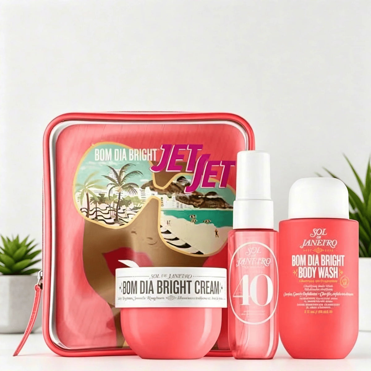 Sol De Janeiro Bom Dia Bright Jet Set Women Perfume Set Cheirosa 40 Body Mist Cream Wash Travel Mini Perfume Kit Beach Luxury Gift Perfume for Her
