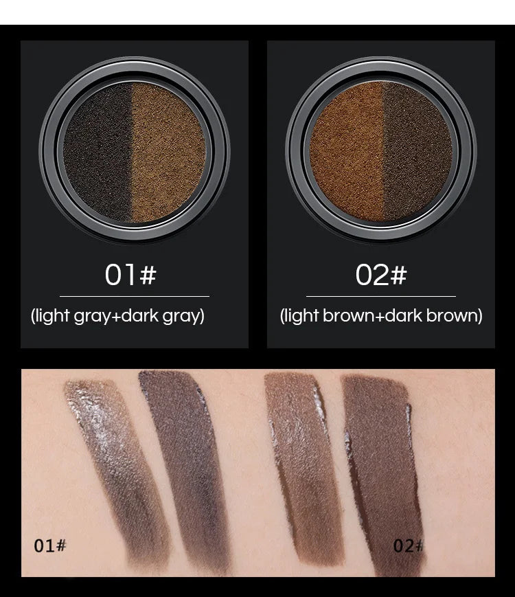 GECOMO Two-color Air Cushion Eyebrow Powder Color Waterproof and Sweat-proof Long-lasting Eye Brow Cream