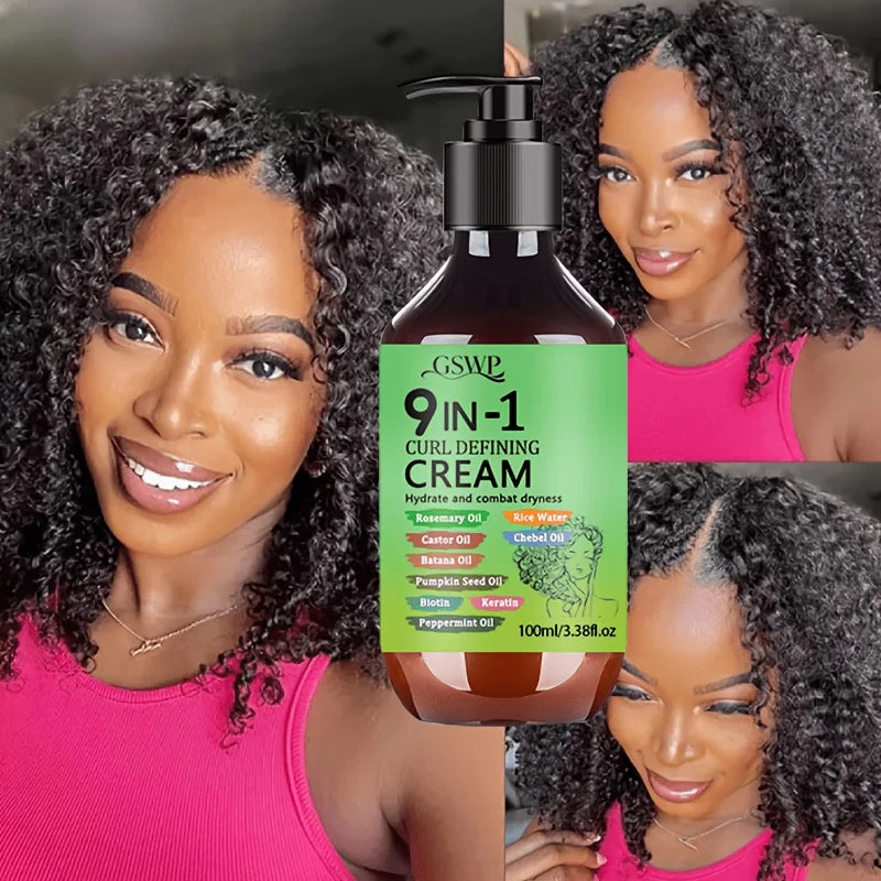 GSWP 9-In-1 Curl Styling Cream，with Rosemary, Batana Oil, Castor Oil, Keratin & Biotin.100ml/200ml