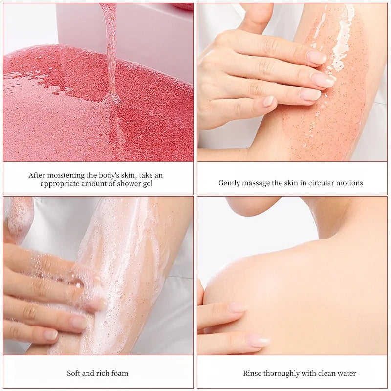 Fresh Fruit Purifying Scrub Shower Gel 300ml, with Kiwi Fruit Extract, Cherry Fruit Extract, Lemon Fruit Extract, Etc., for a Delicate, Cleansing, and Lightly Scented Experience. the Scrub Texture Is Refreshing and Moisturizi