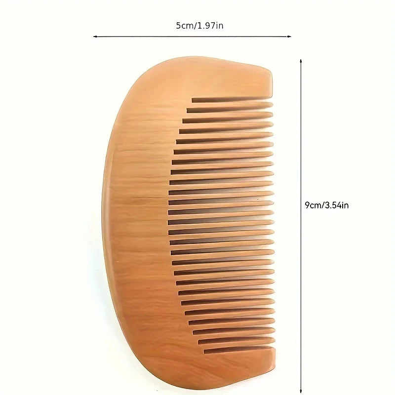 Trendy Hair Engraved Natural Peach Wood Wooden Comb Anti-Static Beard Comb Tool