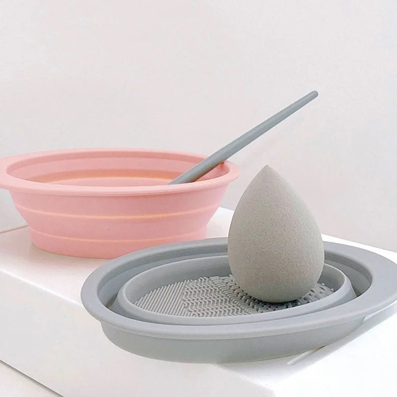 Silicone Makeup Brush Cleaner Bowl Foldable Clean Mat Cosmetic Foundation Eyeshadow Powder Brushes Cleaner Tools Makeup Supplies
