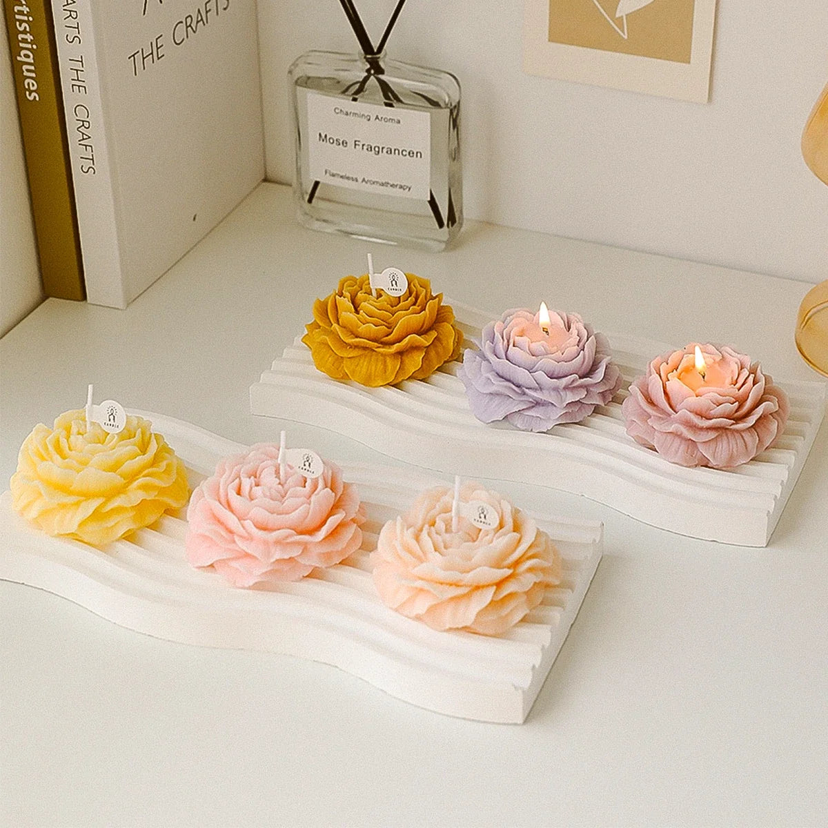 3D Peony Aromatherapy Candle - Creative Flower Shape, Wedding Decor Gifts Box & Valentine's Day Scented Souvenir Ornament