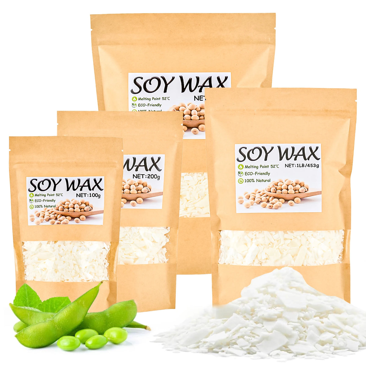 100g-1000g Natural Soy Wax DIY Handmade Candles Crafts Making Supplies 100% Additive-Free Wax Flakes Scented Candle Raw Material