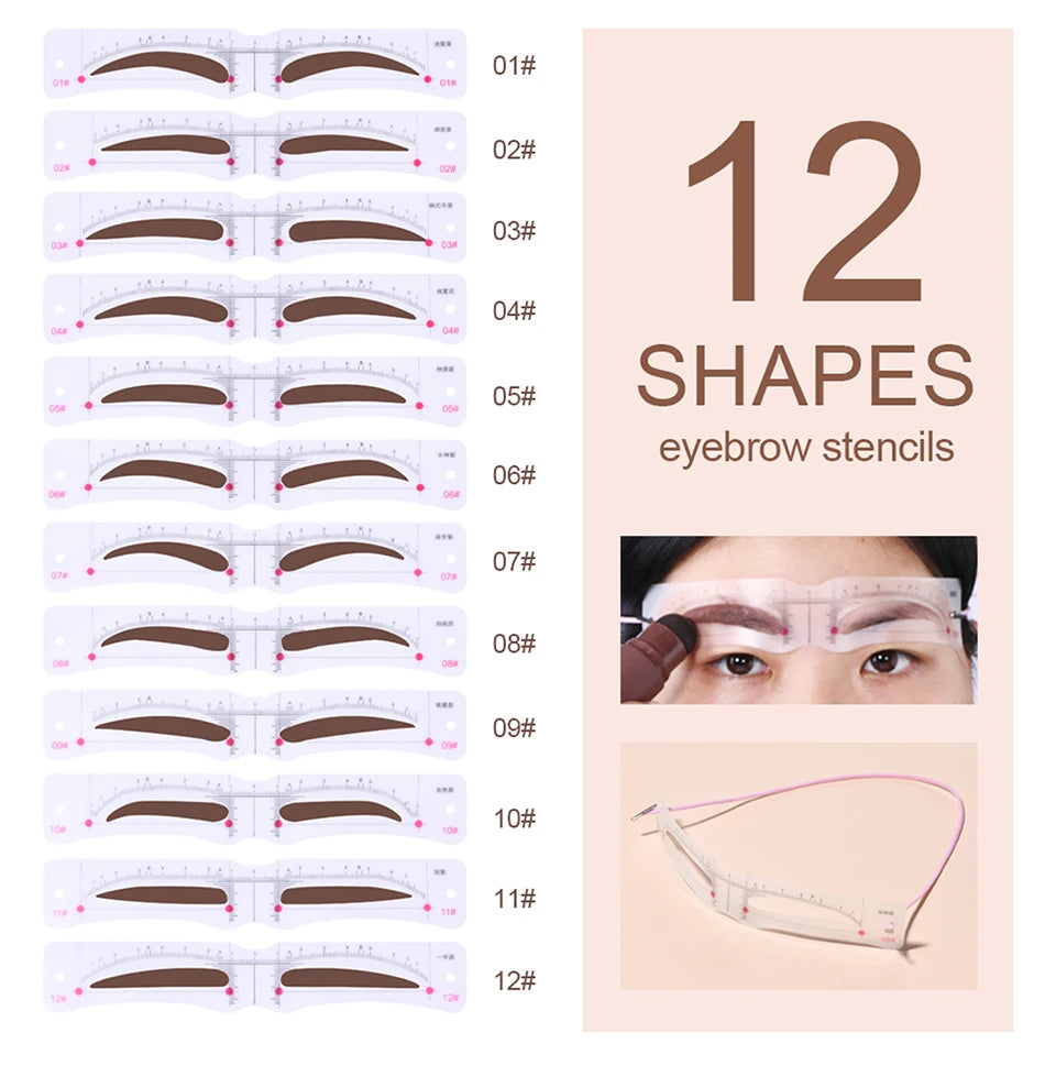 Complete Professional Makeup Brushes Eyebrow Powder Stencil Kit Waterproof Long Lasting Eyebrow Enhancers Brow Powder Stamp 1.8g