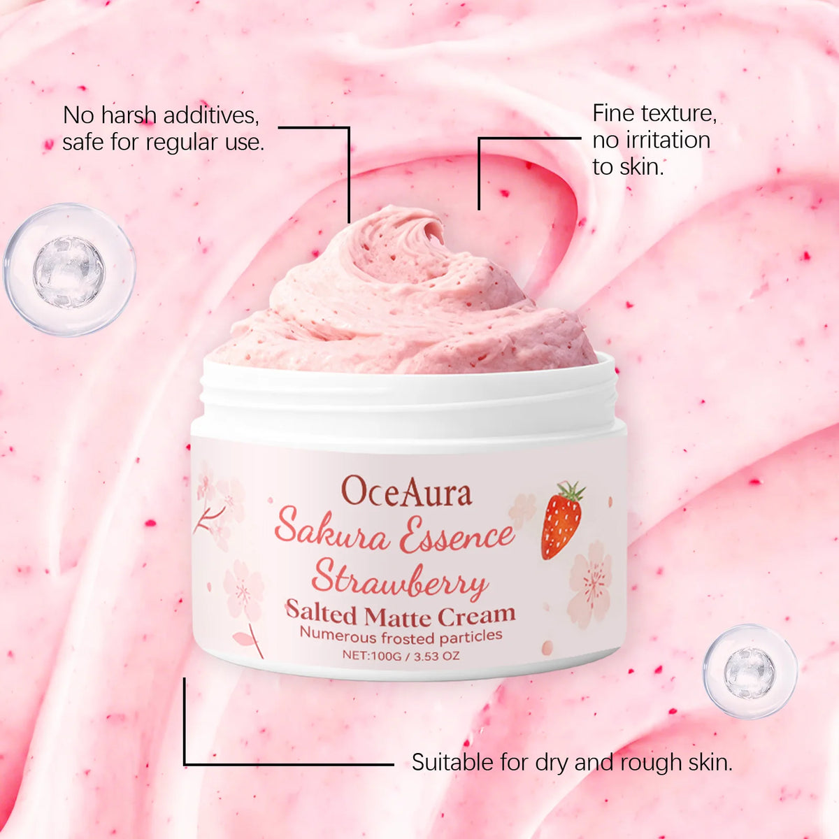 Sakura Strawberry Body Scrub Cream Deeply Cleansing Exfoliating Scrub For Smooth & Glowing Skin Dead Skin Removal Moisturizing