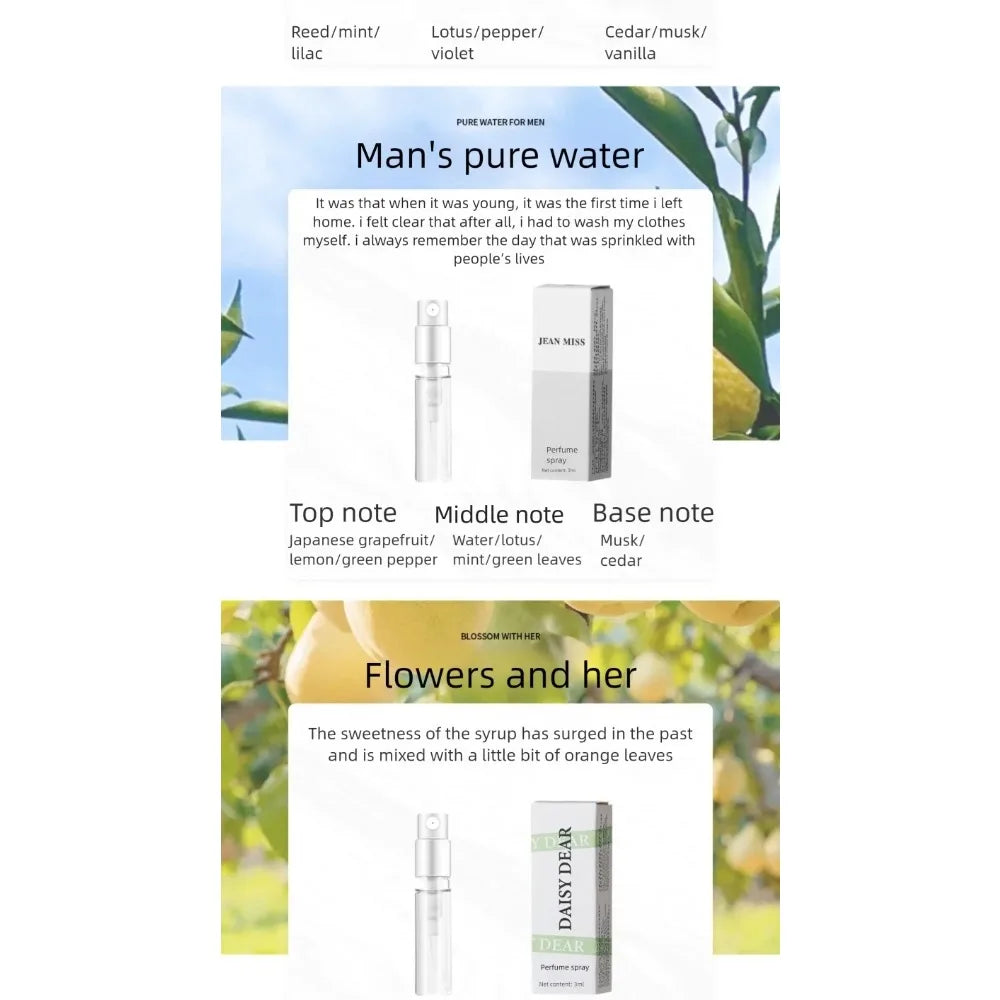10PCS Mini Travel Size 3ml Perfume Women Men Unisex Fragrance Set Eau De Toilette Gift for Her Him Deodorant Body Spray
