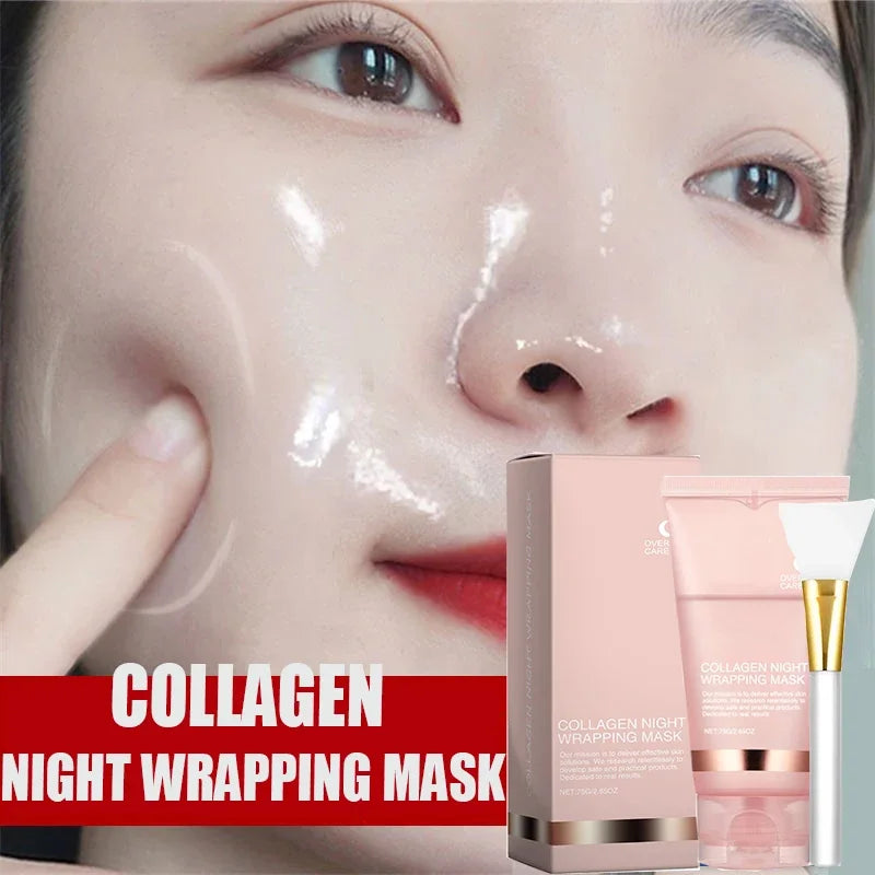 Collagen Peel-off Mask Night Wrapping Facial Mask Deeply Moisturizing Hydrating Firming Skin Facial Mask Daily Face Skin Care