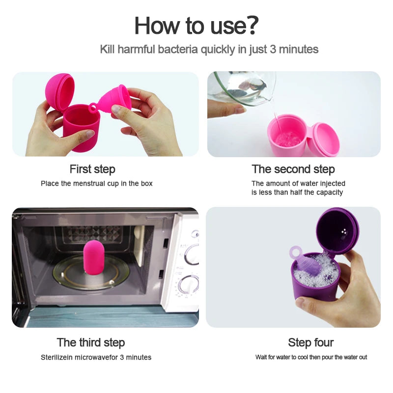 Feminy Menstrual Disc With Applicator Sterilizer Cup Medical Silicone Disco Coletor Menstrual Bowls Mini Period Cup Box