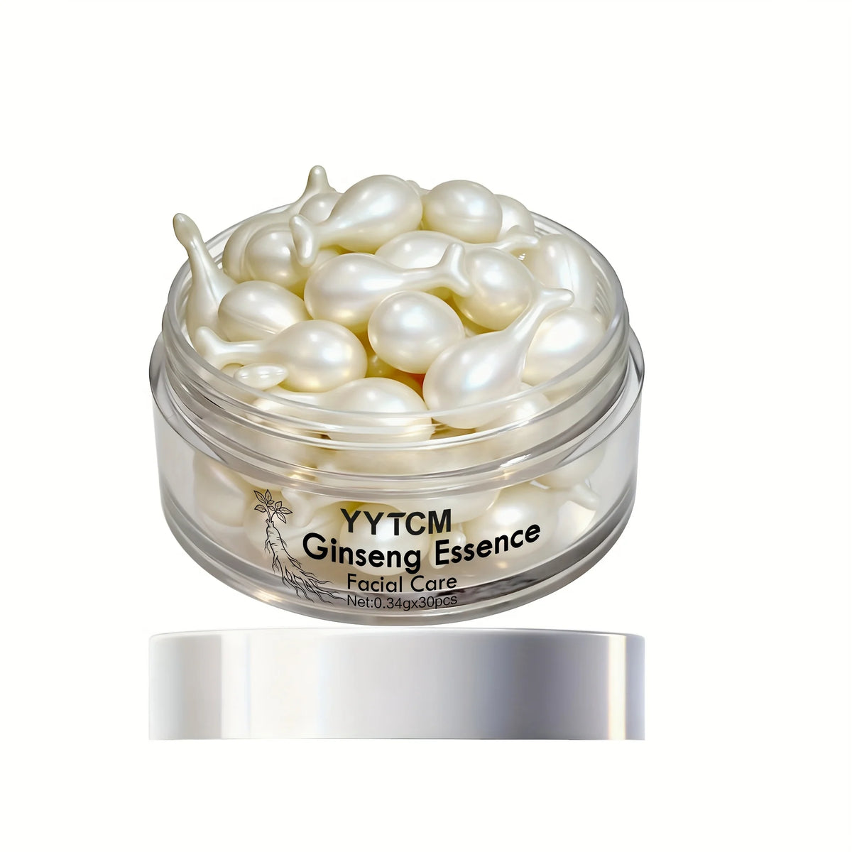 Ginseng Essence Capsules, Moisturizing and Firming Essence Serum, Contains Squalane, Niacinamide, Vitamin E, Retinol, Deep Hydration (0.34Gx30 Capsules)/Bottle-1 Bottle