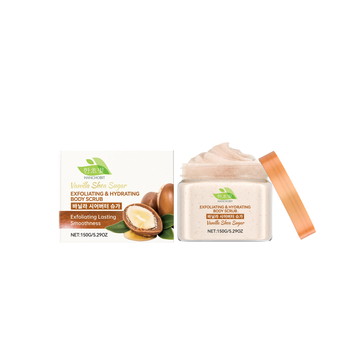 White Peach / Vanilla Shea Fruit Exfoliating Body Scrub for Dead Skin Removal Deep Cleansing Pore Shrinking Nourishing Skin Care