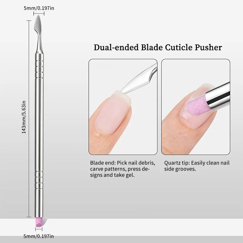 1pcs Double-ended Stainless Steel Cuticle Pusher Dead Skin Push Remover For Pedicure Manicure Nail Art Cleaner Care Tool