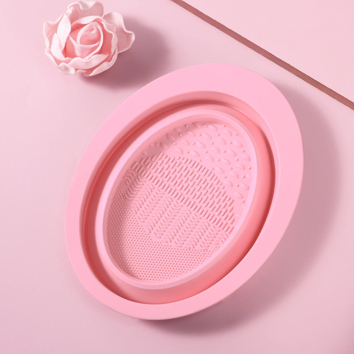 Makeup Brush Cleaning Tool,1pcs Silicone Brush Cleaner Pad Foldable Portable Cleaning Bowl For Makeup Brushes