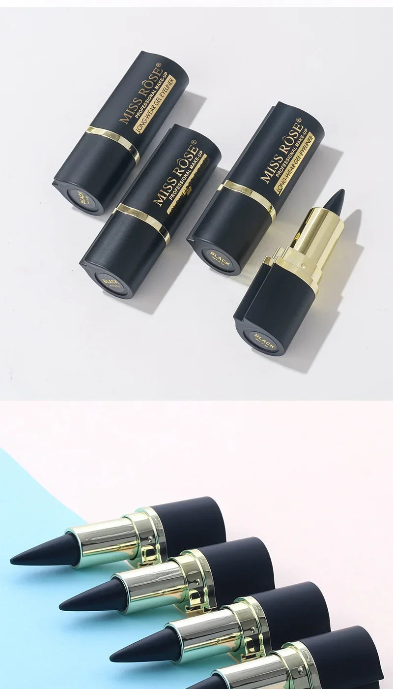 Waterproof Eyeliner Gel Matte - 24H Quick-drying Rich Pigment Single Head Gel Pencil Smudge-proof Long-lasting Black