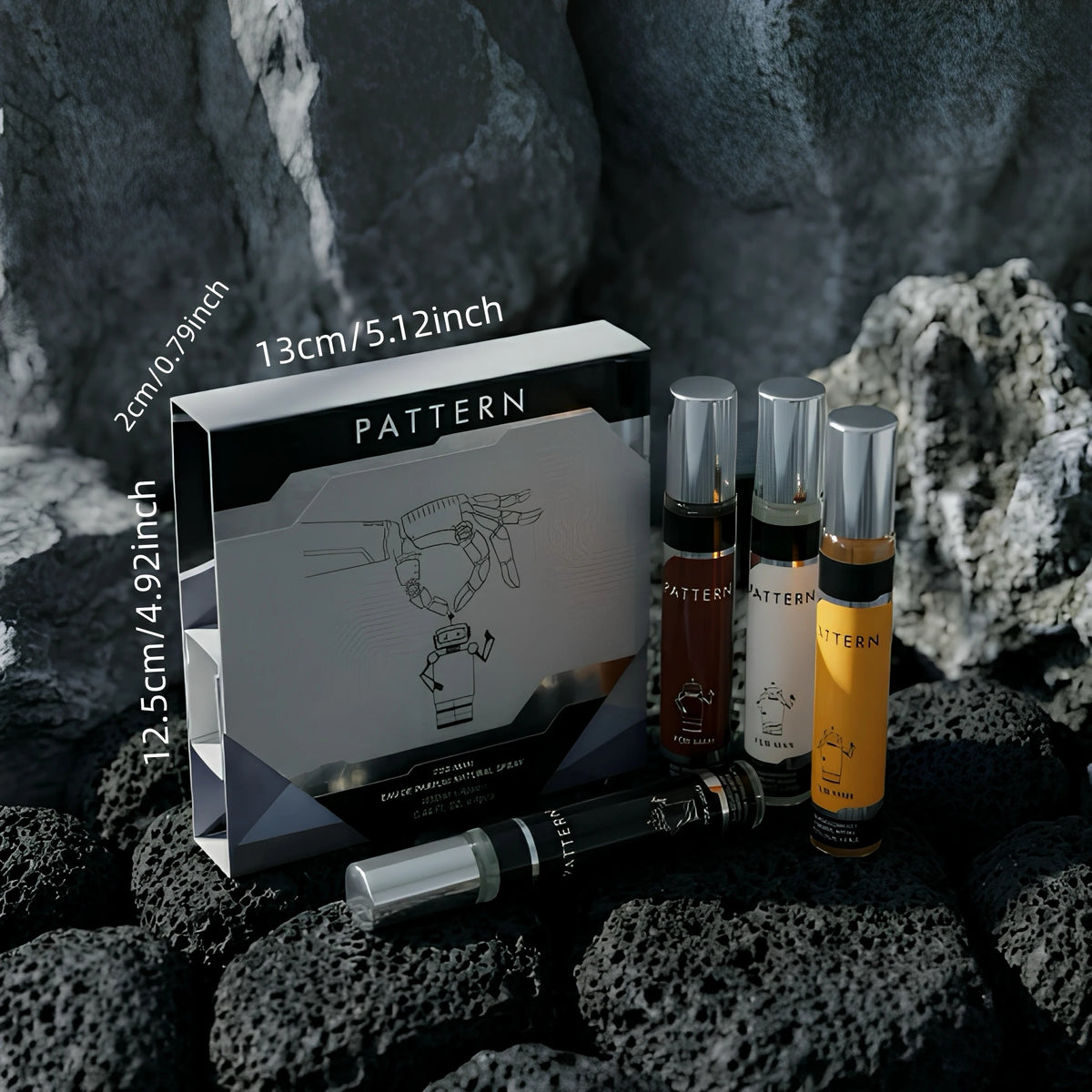 MYSTICAL Cyber-Bot 4pcs Men's Cologne Set, Long Lasting EDP Fragrance Kit for Gaming, Office & Night Out, Futuristic Woody, Aquatic & Fougere Scents, 0.68oz X 4 Travel Size, Urban Grooming Gift for Him, Techwear Inspired Desi