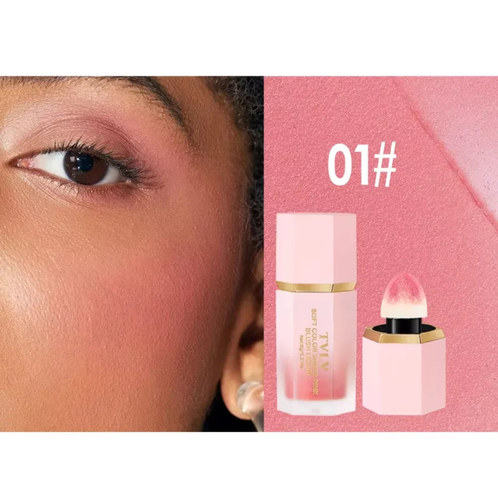 TVLV Velvet Liquid Blush Matte Sponge Head Blusher Natural Lasting Brighten Facial Contour Blush Tint Makeup