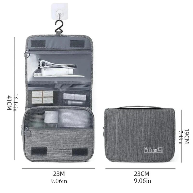 Waterproof Oxford Travel Wash Bag, Portable Hanging Cosmetic & Toiletry Organizer for Men & Women