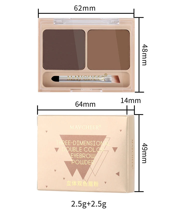 2Color Eyeshadow Powder Makeup Black Brown Coffee Waterproof Eyebrow Powder Eye Shadow Eye Brow Palette with Brush Eyebrow Cream