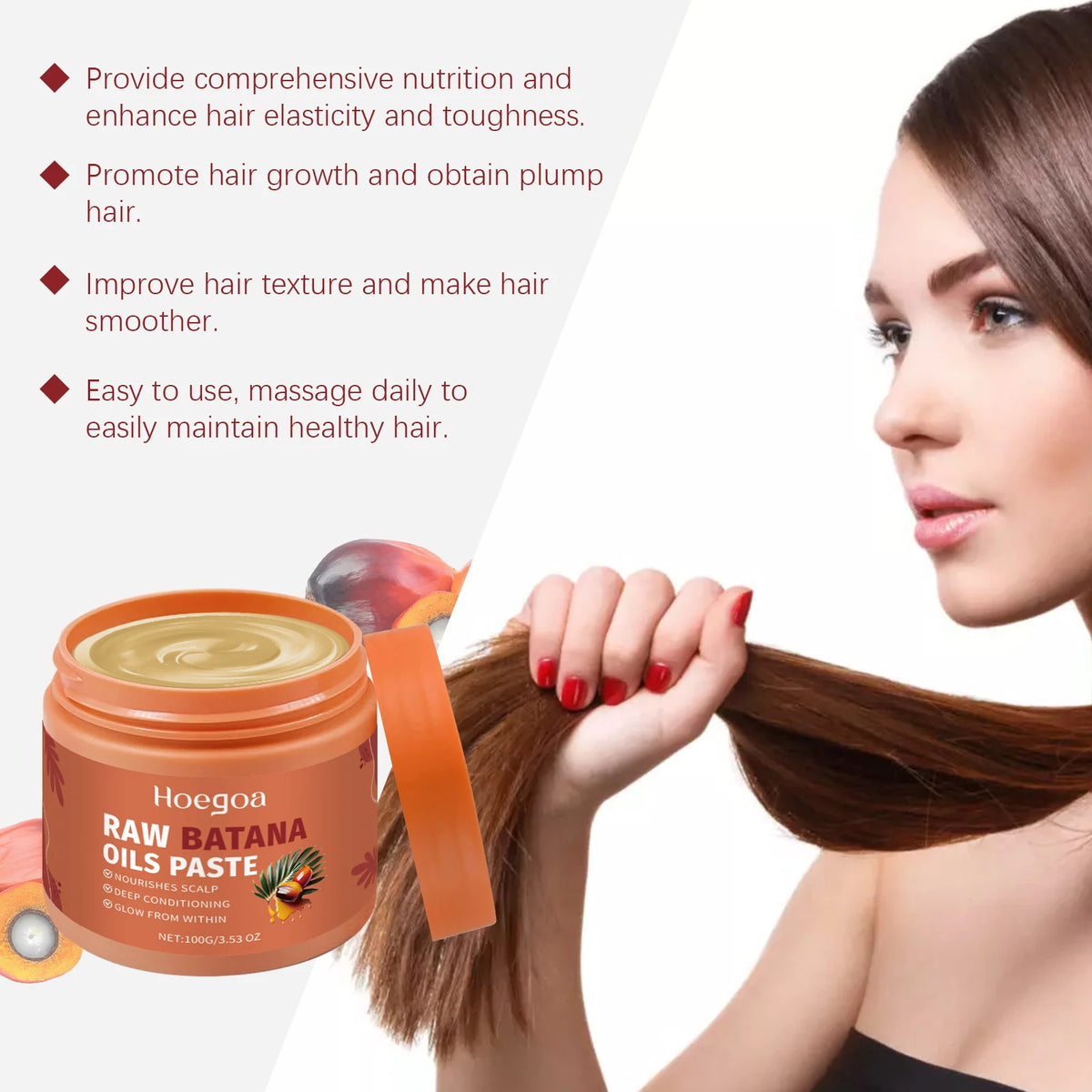 Damaged Repairing Hair Mask Organic Batana Oil Dry Hair End Repair Hair Anti-Loss Smoothing Treatment Hair Conditioner Hair Care