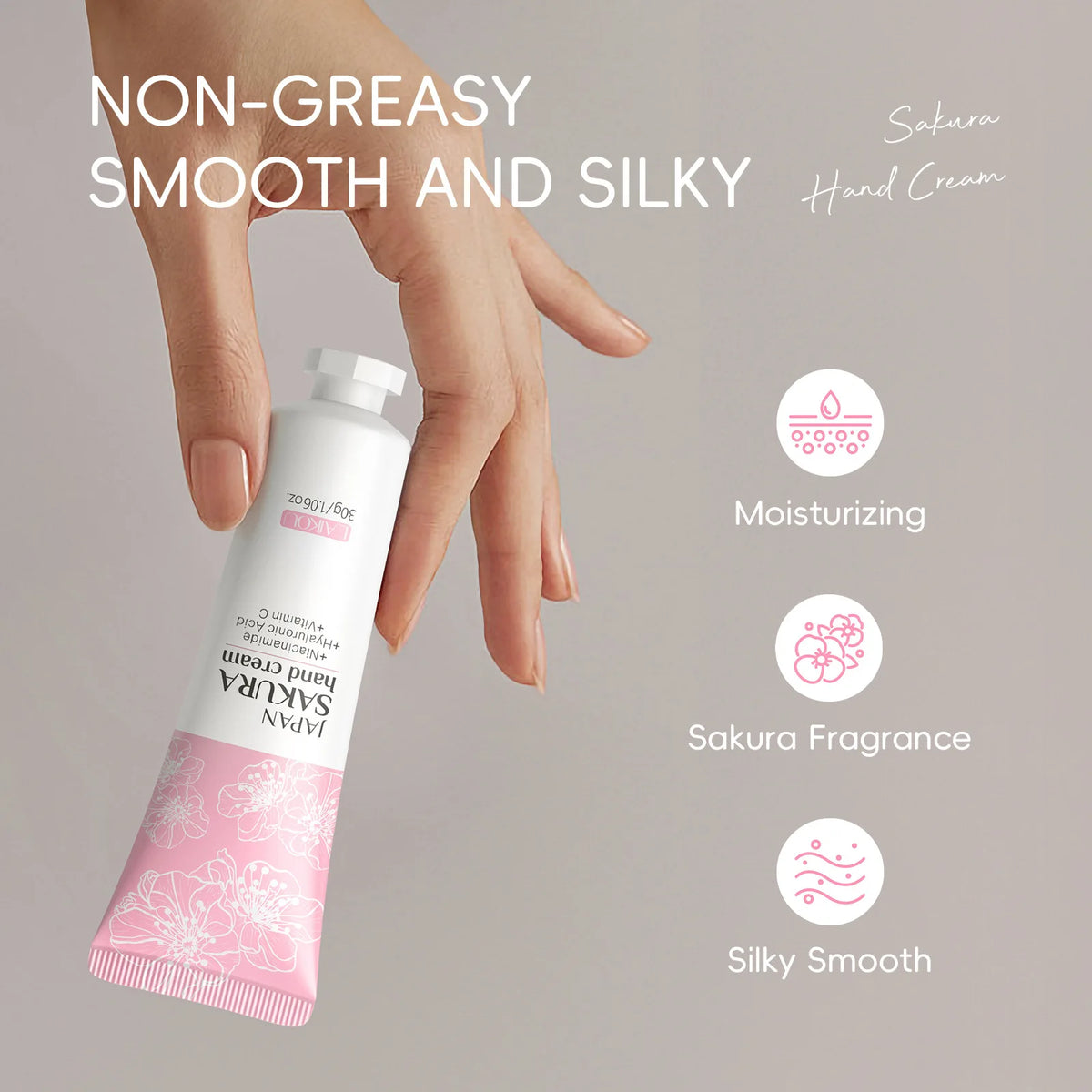 LAIKOU Sakura Hand Cream Whitening Wrinkle Removal Anti-crack Moisturizing Nourishing  Lotion Intensive Repair Hand Gream 30g