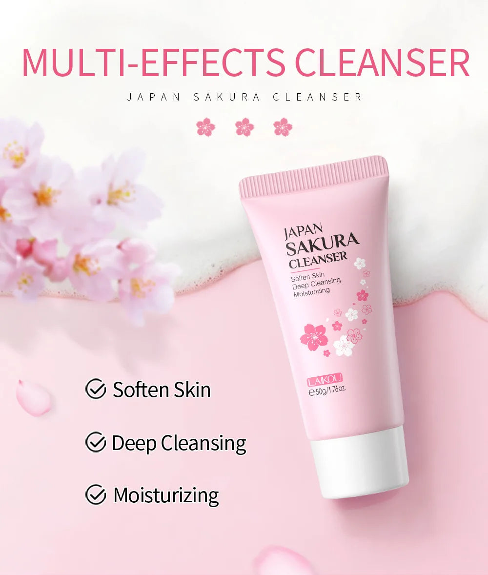 LAIKOU Facial Foaming Face Cleanser Facial Scrub Cleansing Acne Oil Control Blackhead Remover Shrink Pores Skin Care 50g