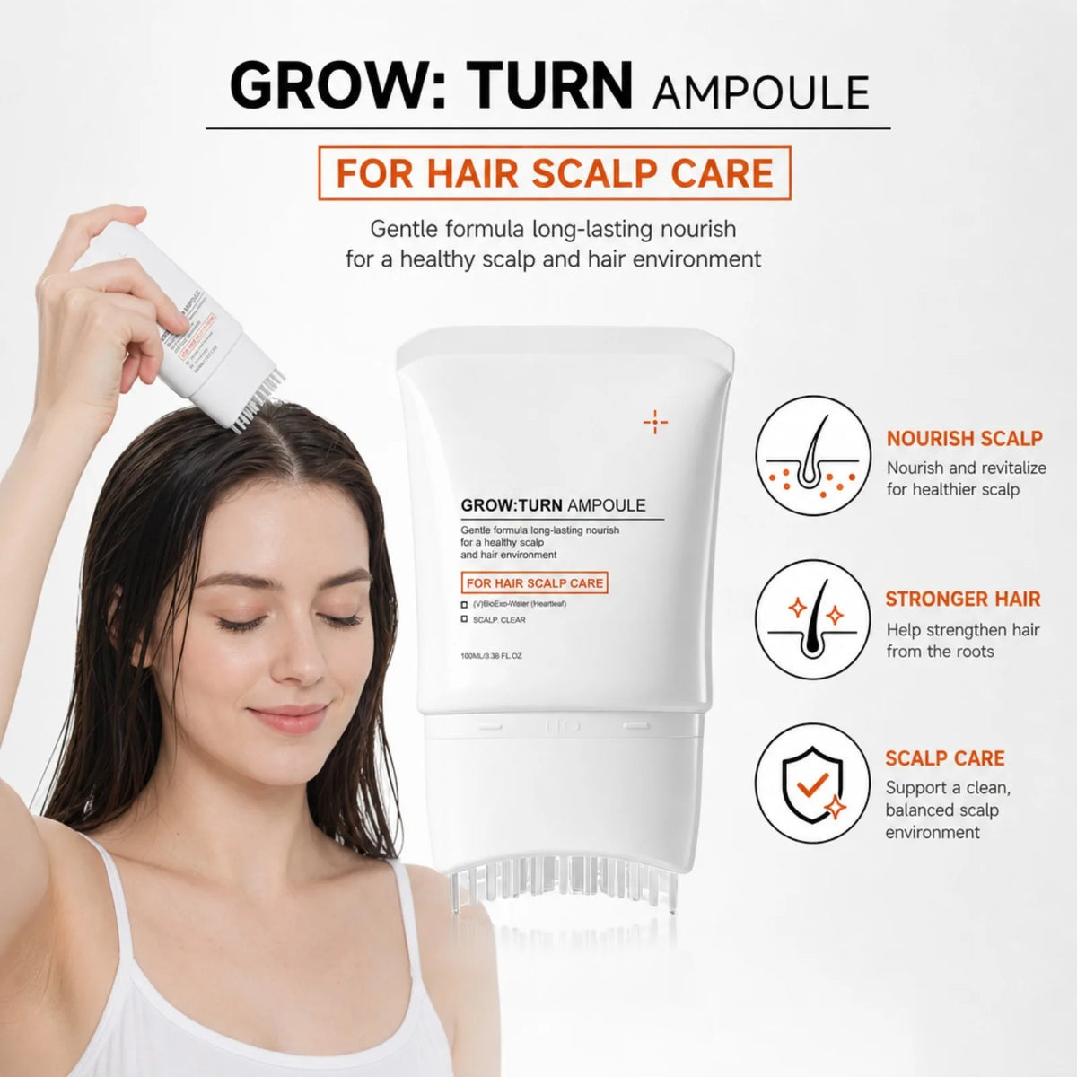 GROW:TURN Ampoule Scalp Serum Strengthen Hair Root Anti Hair Tired Scalp Nourishing Treatment for Scalp Massage Care Serum