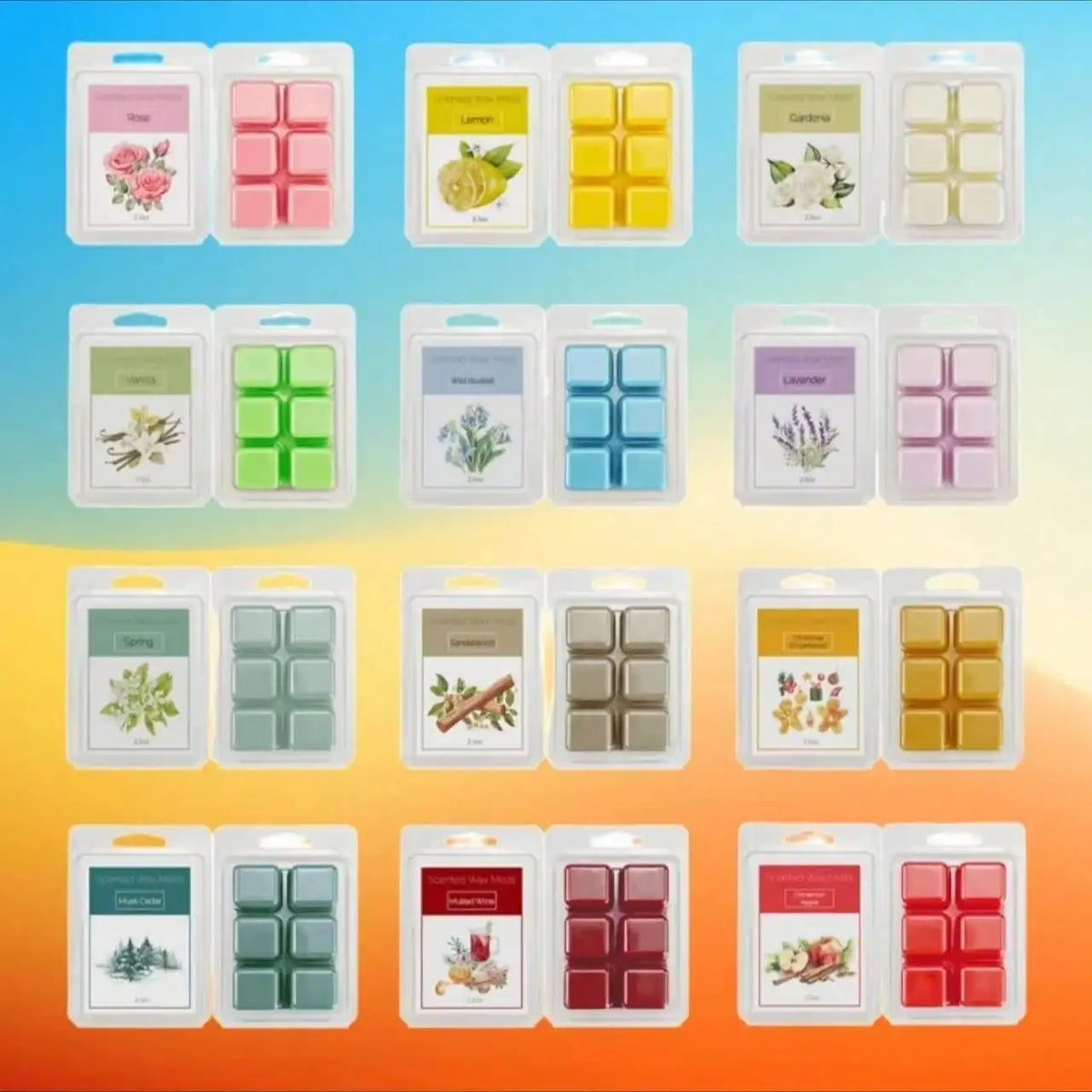 Scented Wax Melts Set, 8 Assorted Scents (Lavender/Vanilla/Rose), Natural Soy Wax Candle Wax Tarts for Home Fragrance & Relaxati