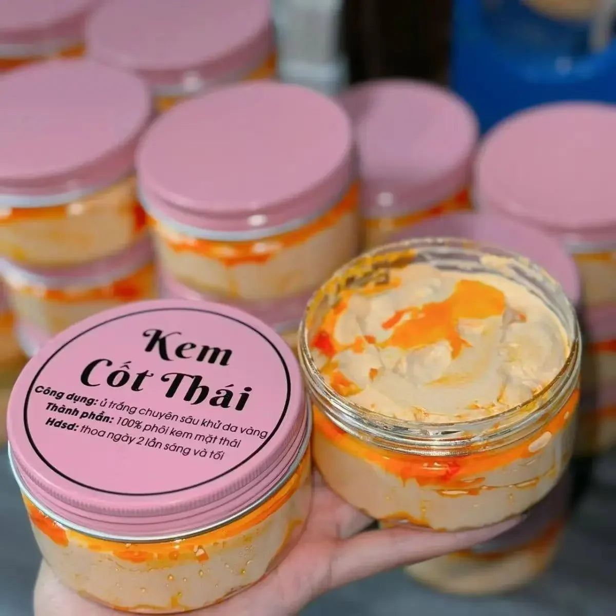 200g Kem Body Cốt Thái Rỉ Dầu Vàng Nắp Hồng Ram Trắng Mịn Da, Chống Lão Hóa, Dưỡng Ẩm Da