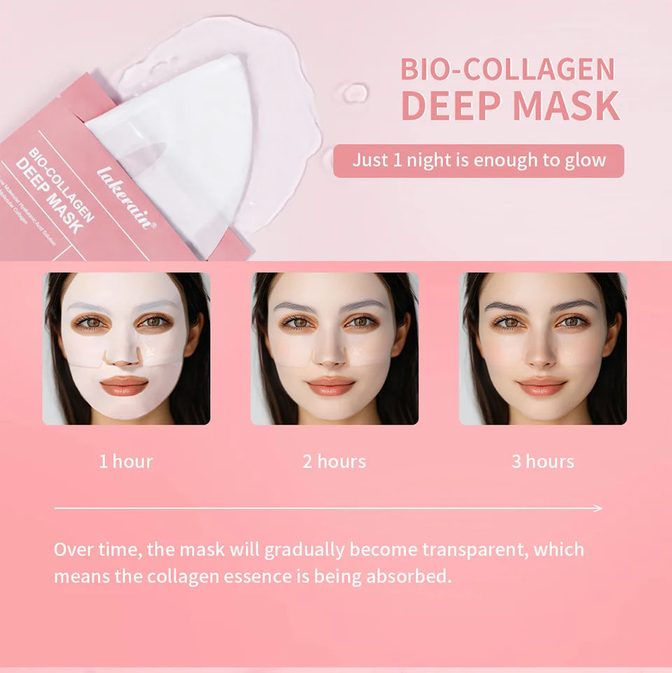 Bio-Collagen Real Deep Mask Supplement Collagen Hydrating Overnight Hydrogel Mask Elasticity Improvement Pore Minimizing Firming