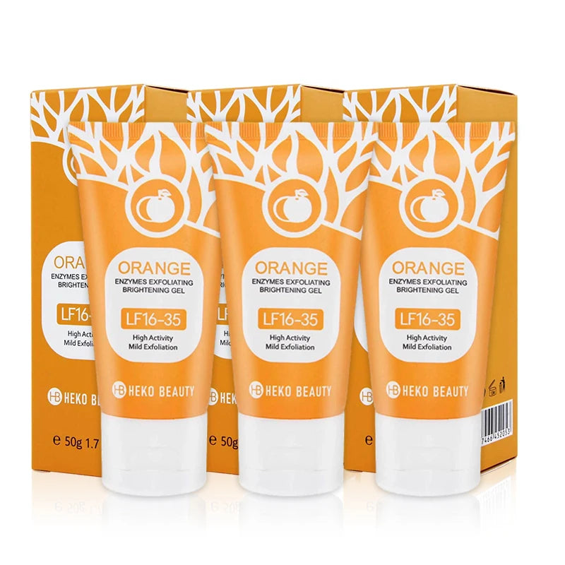 Orange Enzymes Exfoliating Gel Brightening Deep Cleansing Face Scrub Gentle Mud Peel Smoothing Skin Refine Pores Moisturize Care