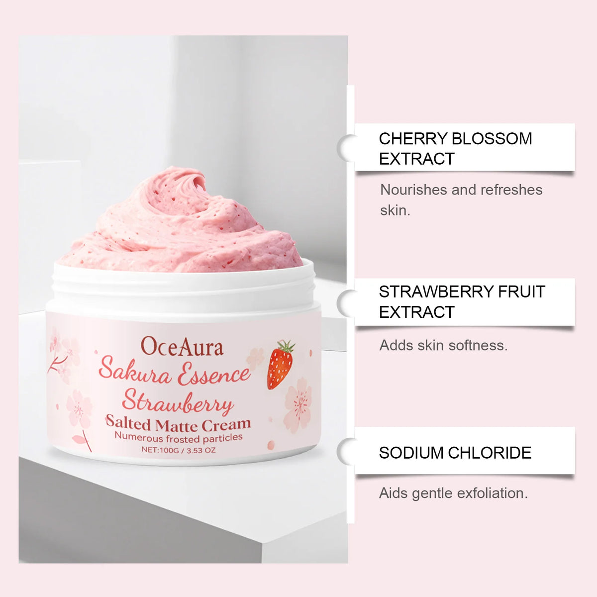Sakura Strawberry Body Scrub Cream Deeply Cleansing Exfoliating Scrub For Smooth & Glowing Skin Dead Skin Removal Moisturizing