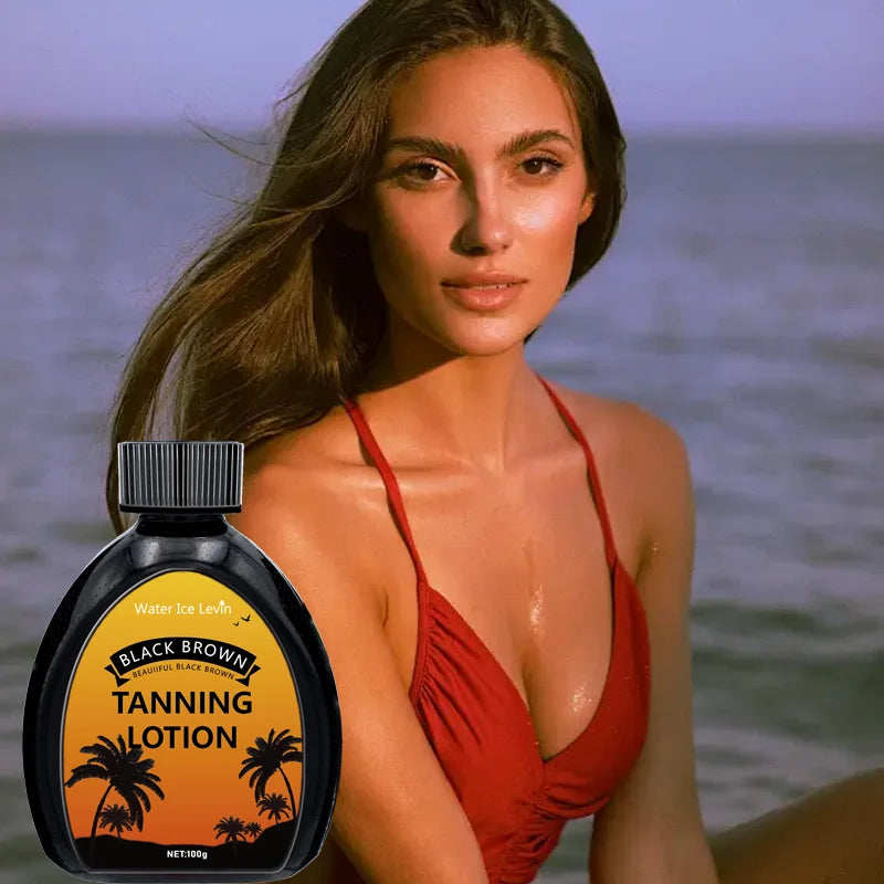 Black Brown Tanning Lotion, Waterproof, Long-Lasting, Moisturizing Self-Tanner, Contains Jojoba Oil Alcohol-Free, Suitable for All Skin Types, No Sunlight Exposure Needed.