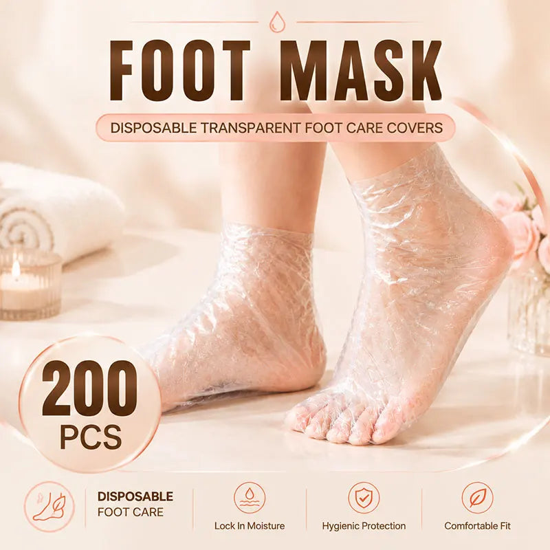 100 Pcs Disposable Foot Mask Socks Transparent Waterproof Foot Covers for Beauty Care Home Spa Use