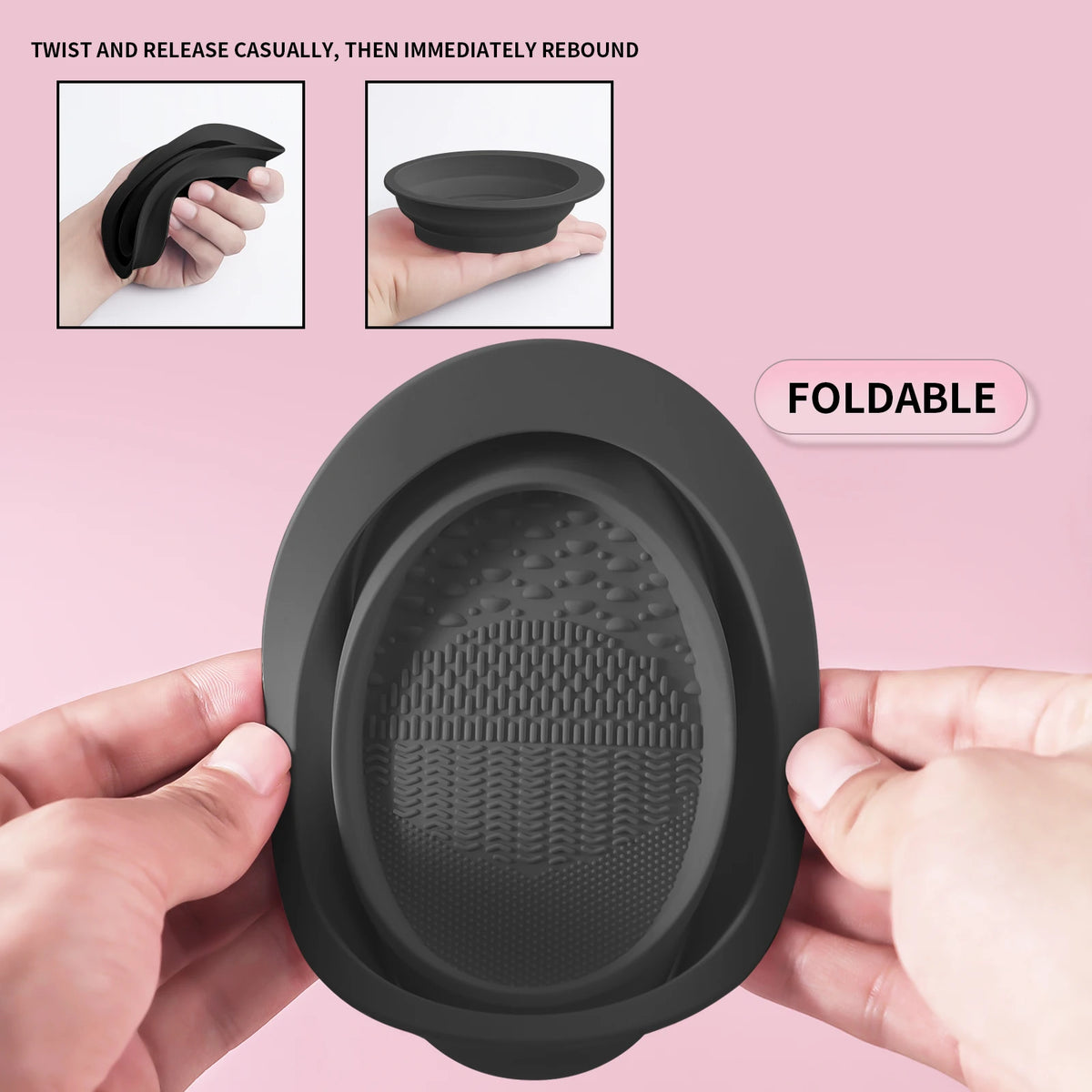 Makeup Brush Cleaning Tool,1pcs Silicone Brush Cleaner Pad Foldable Portable Cleaning Bowl For Makeup Brushes