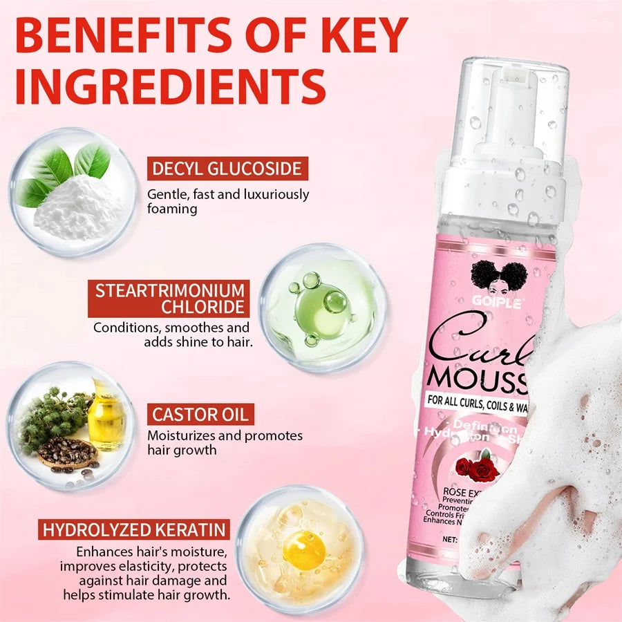 Curl Defining Mousse Long Last Smooth and Shine Curly Conditioner for Control Frizz Women Curls Moisturize Foam Styling Products