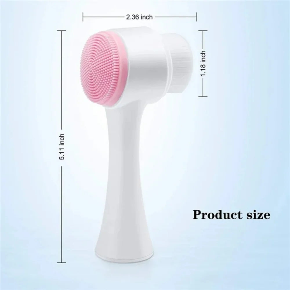 3D Double‑Sided Silicone Facial Cleansing Brush Soft Bristles Face Washing Tool Gentle Skin Exfoliator Massager For Pore Clean