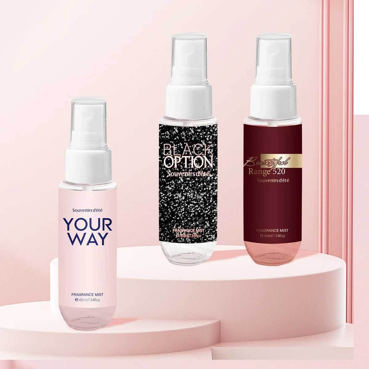 4pcs Pink Women's Body Perfume, Fresh Floral Fragrance Spray, Lasting Fragrance, Alcohol Free, Ideal Gift for Women