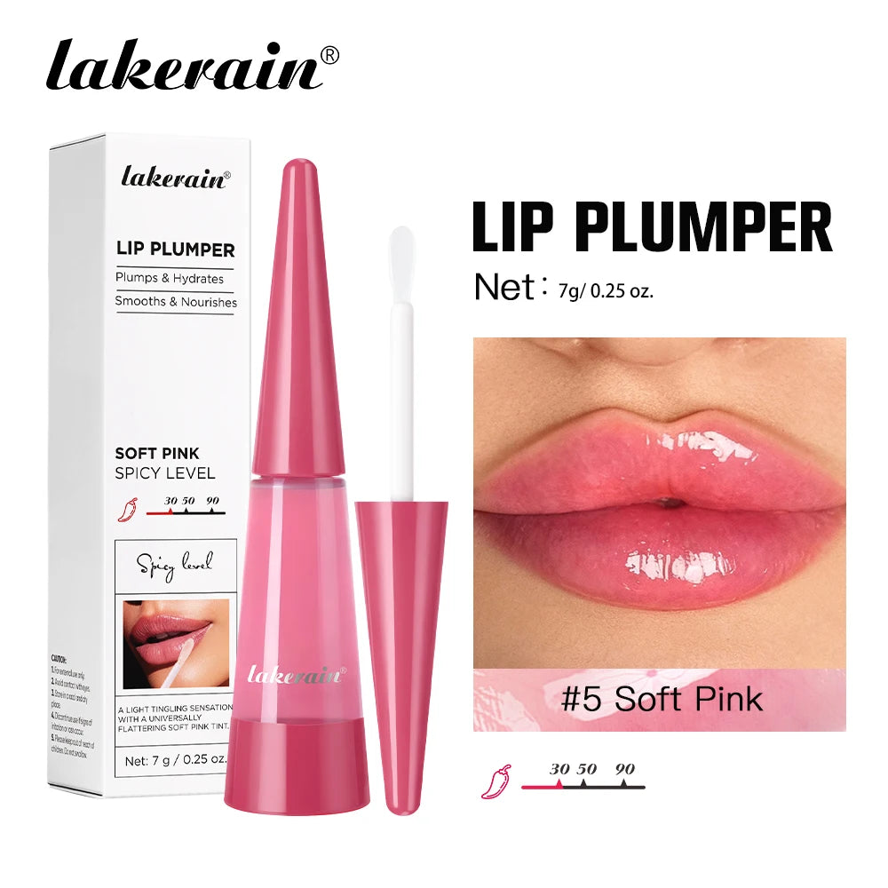 Lakerain Lip Plumper Deep Hydration Long-Lasting Nourishment High-Shine Gloss Shining Voluminous Finish Lip Moisturizing Liquid