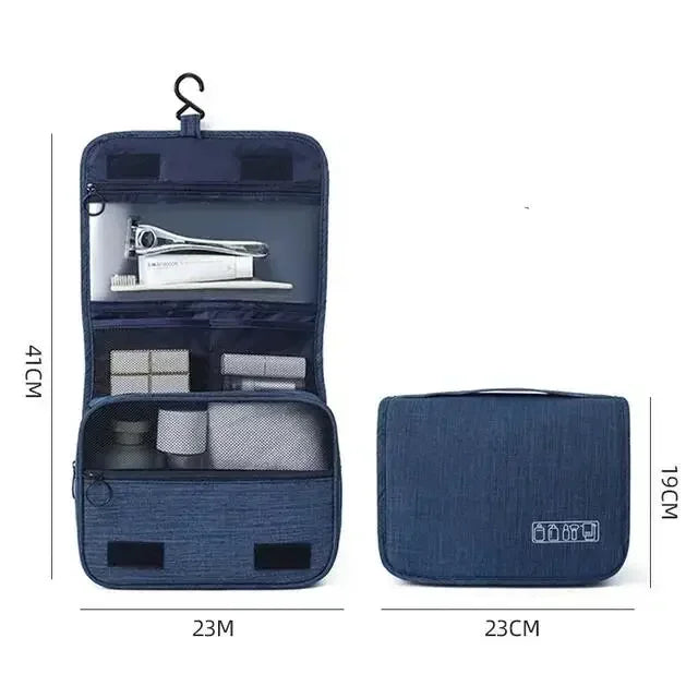 Waterproof Oxford Travel Wash Bag, Portable Hanging Cosmetic & Toiletry Organizer for Men & Women